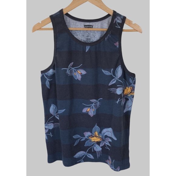 Levi's Other - Levis Floral Tank Top Mens Large White Tab Tropical Vacation Beach Surf Summer